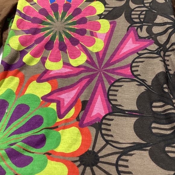 Luna Claire Womens Brown Floral Psychedelic Graphic Long Sleeve Top Small Cotton - Picture 3 of 8